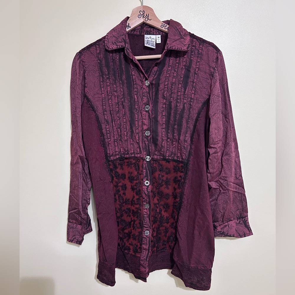Cotton Maroon Button Down Shirt
